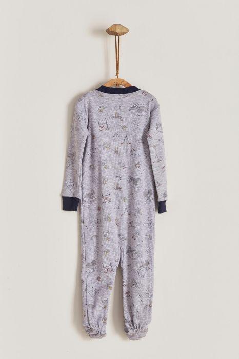 Babycottons Sports Snug Fit Footed Pajama Melange & Grey