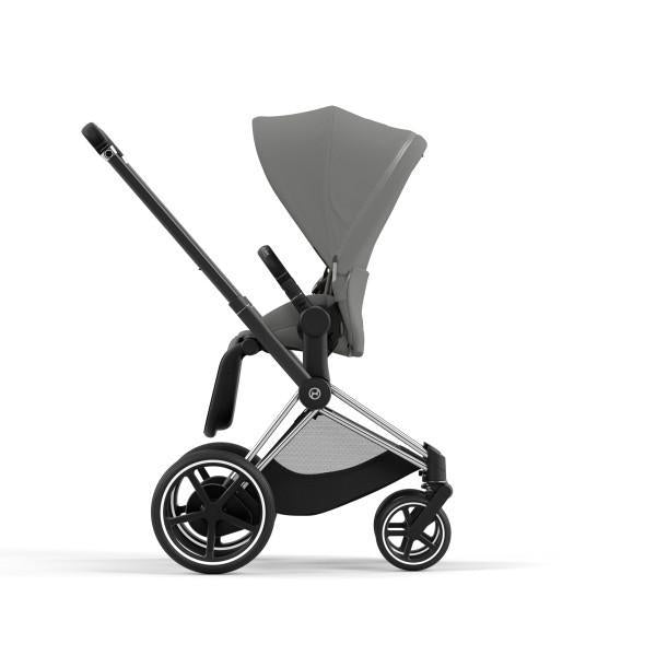 Cybex E-Priam 2 Stroller - Chrome/Black Frame and Soho Grey Seat Pack