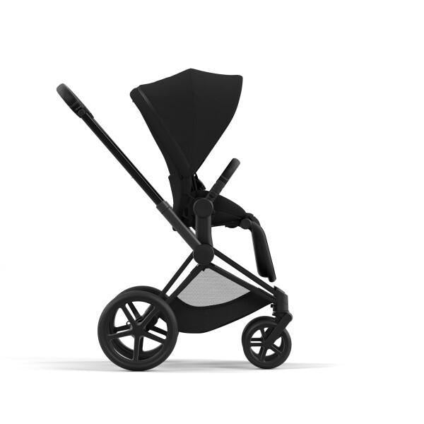 Cybex Priam 4 Stroller - Matte Black/Black Frame and Deep Black Seat Pack - Smooth Ride on Any Terrain