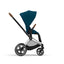 Cybex Priam 4 Stroller - Chrome/Brown Frame and Mountain Blue Seat Pack