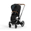 Cybex E-Priam 2 Stroller - Chrome/Brown Frame and Deep Black Seat Pack