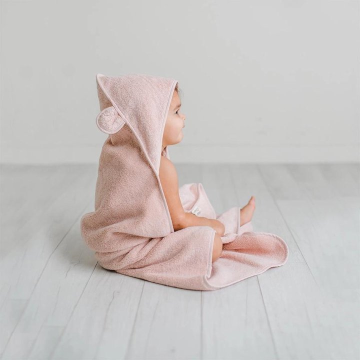 Natemia Organic Cotton Hooded Towel For Babies and Toddlers - Pink on Luna Baby Store Miami