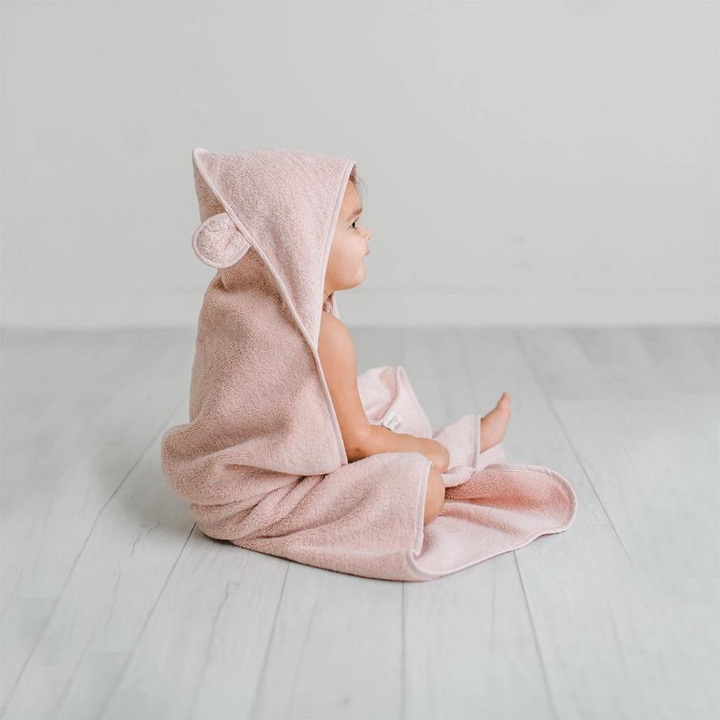 Natemia Organic Cotton Hooded Towel For Babies and Toddlers - Pink