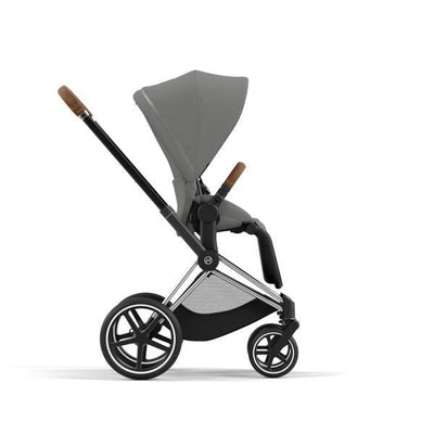 Cybex Priam 4 Stroller - Chrome/Brown Frame and Soho Grey Seat Pack