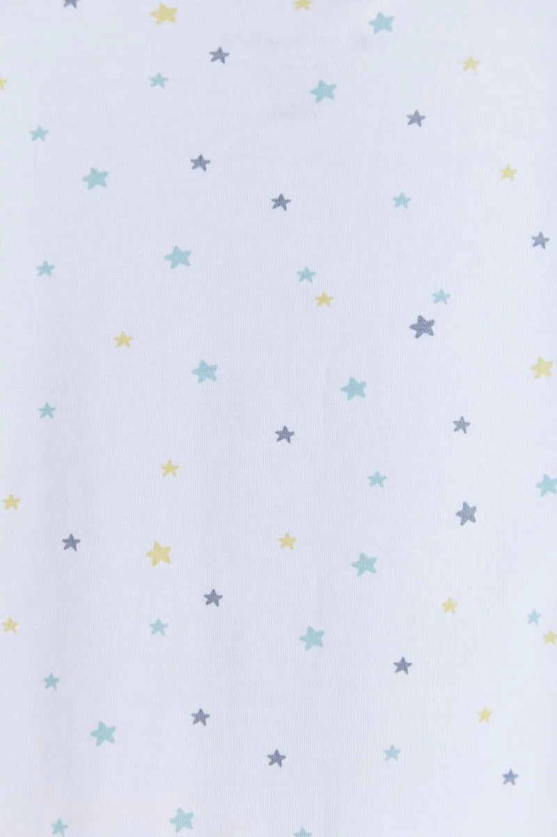 Babycottons Little Stars Snap Footie - White/Grey