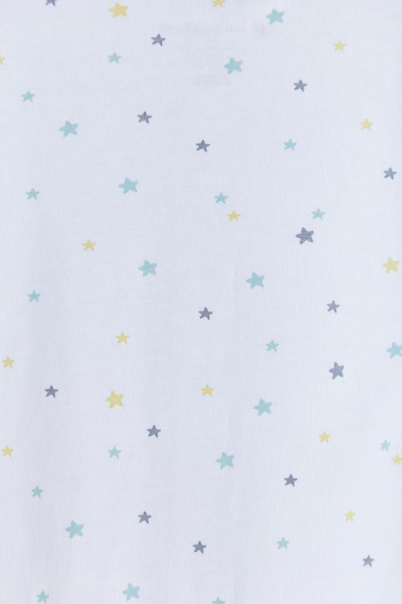 Babycottons Little Stars Snap Footie - White/Grey