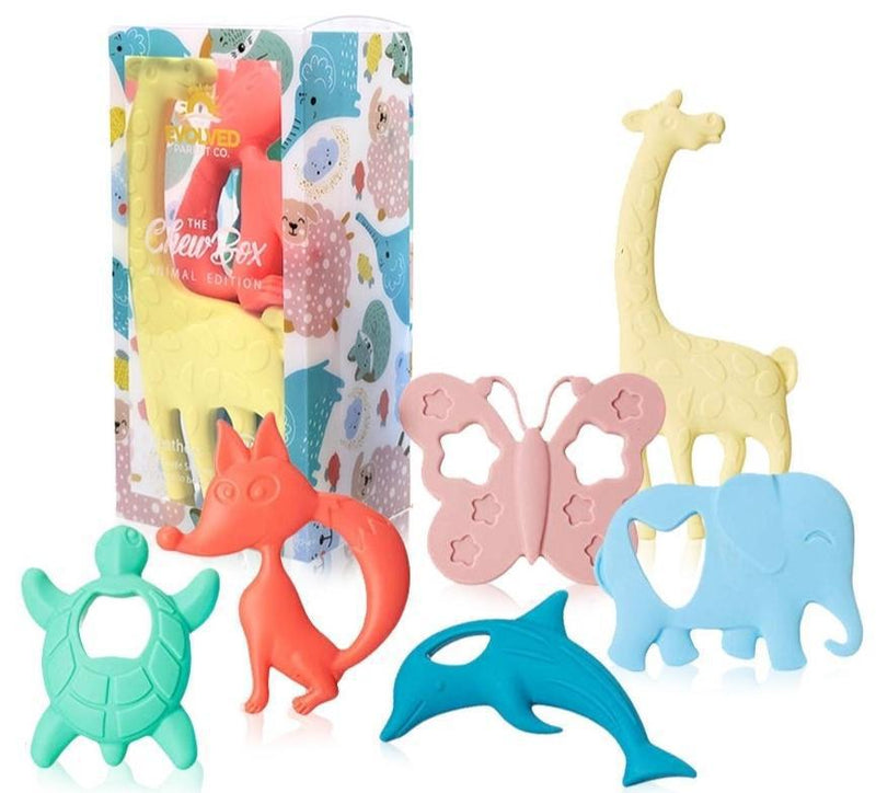 The Chew Box Animal Edition Silicone Baby Teethers set of 6 - Luna Baby Modern Store