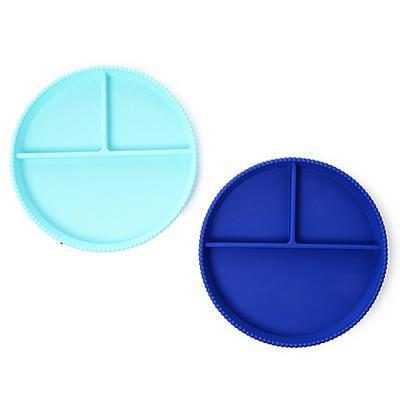Silicone Divided Plates Set Turquoise/Cobalt
