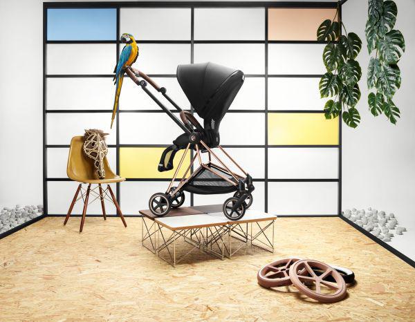 Mios 3 Stroller - Rose Gold/Brown Frame and Mountain Blue Seat Pack