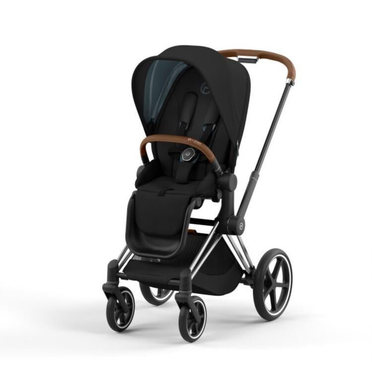 Priam 4 Stroller - Chrome/Brown Frame and Deep Black Seat Pack