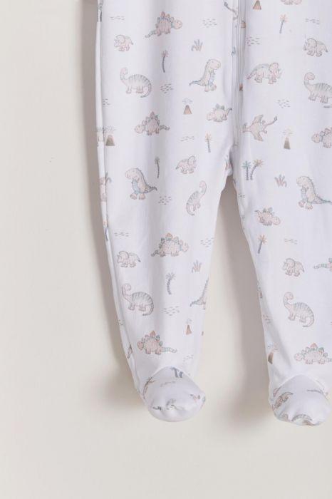Dino's Art Footed Pajama White/Pink