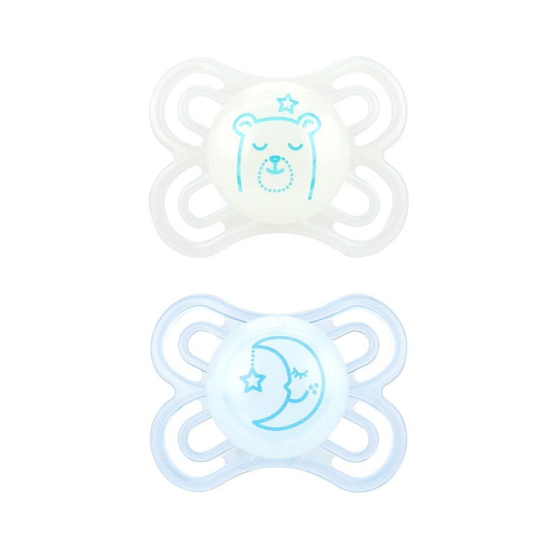 Mam Perfect Night🌙 Pacifier 0-6 Months Skin Soft Silicone 2 pack ~ Glows!  - New