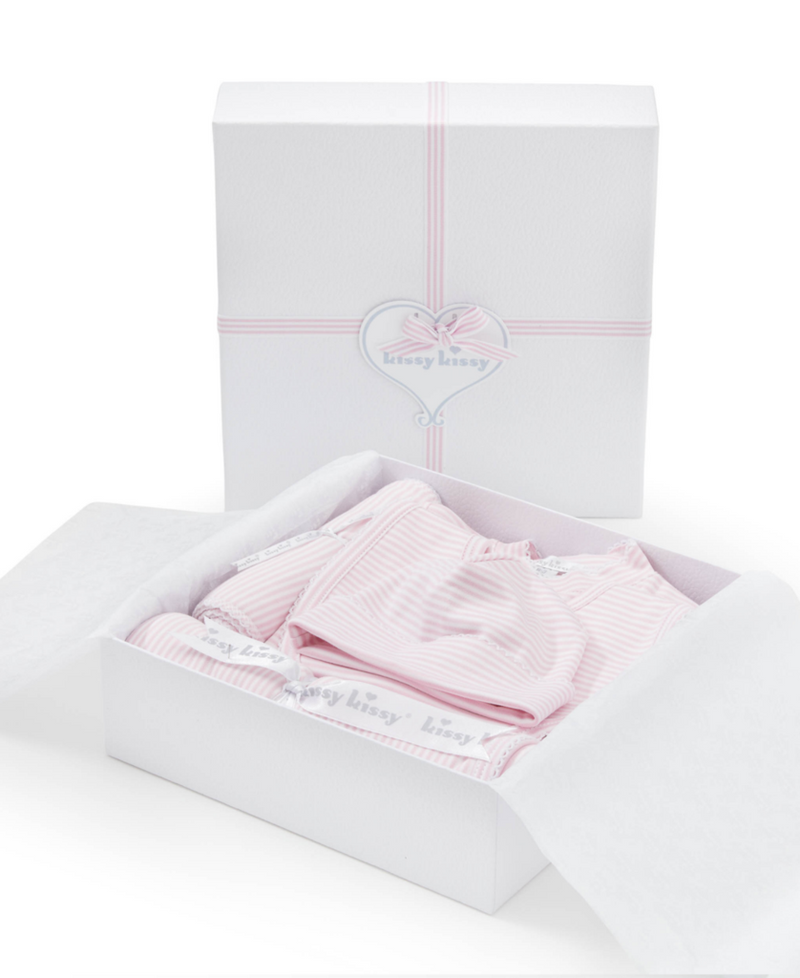 5PC Gift Set With Gift Box Pink Simple Stripes