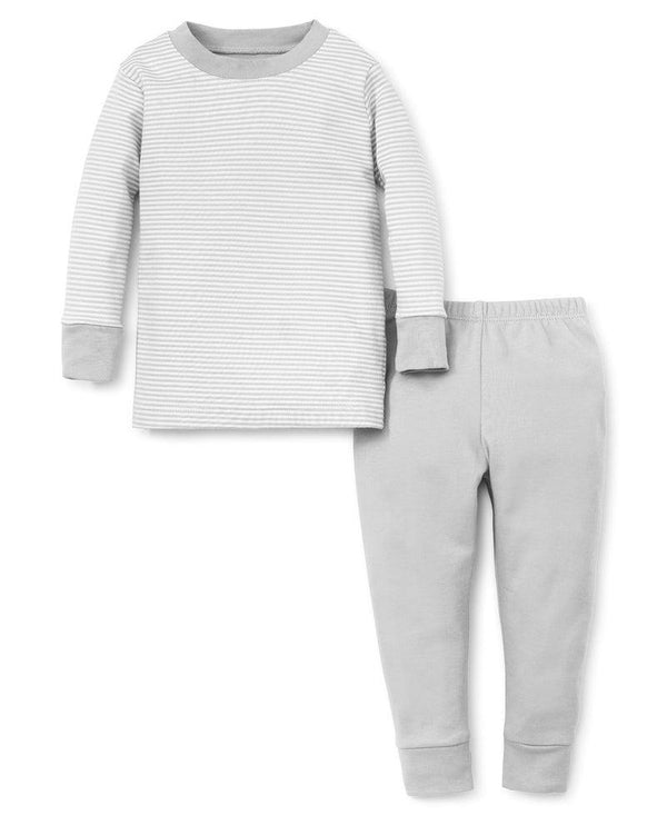 Essentials Grey Stripe Pajama Set Snug Fit