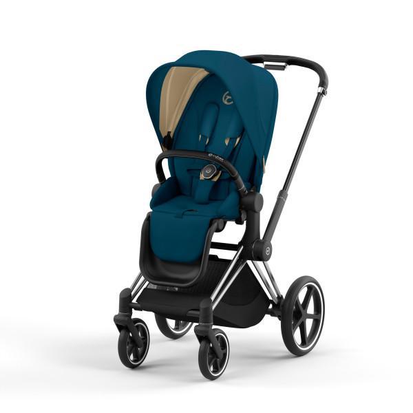 Priam 4 Stroller - Chrome/Black Frame and Mountain Blue Seat Pack