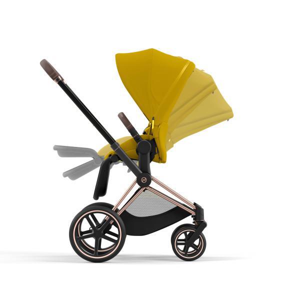 Priam 4 Stroller Rose Gold Brown Frame and Mustard Yellow Seat Pack