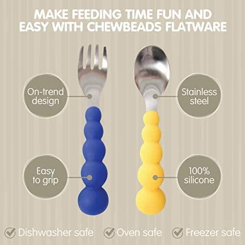 Silicone And Stainless Flatware Set Blue/Grey