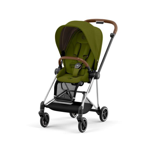Mios 3 Stroller - Chrome/Brown Frame and Khaki Green Seat Pack