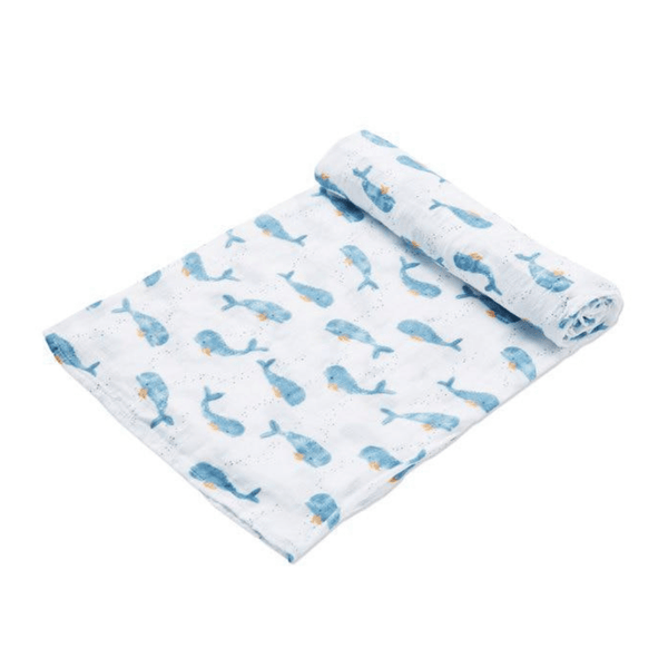 Swaddle Blanket Baby Whale Muslin