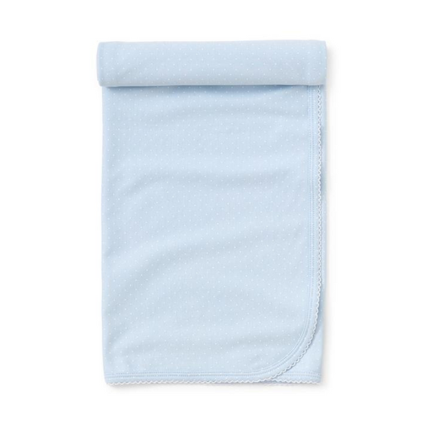 Blanket Pima Cotton Dots Print Blue/White
