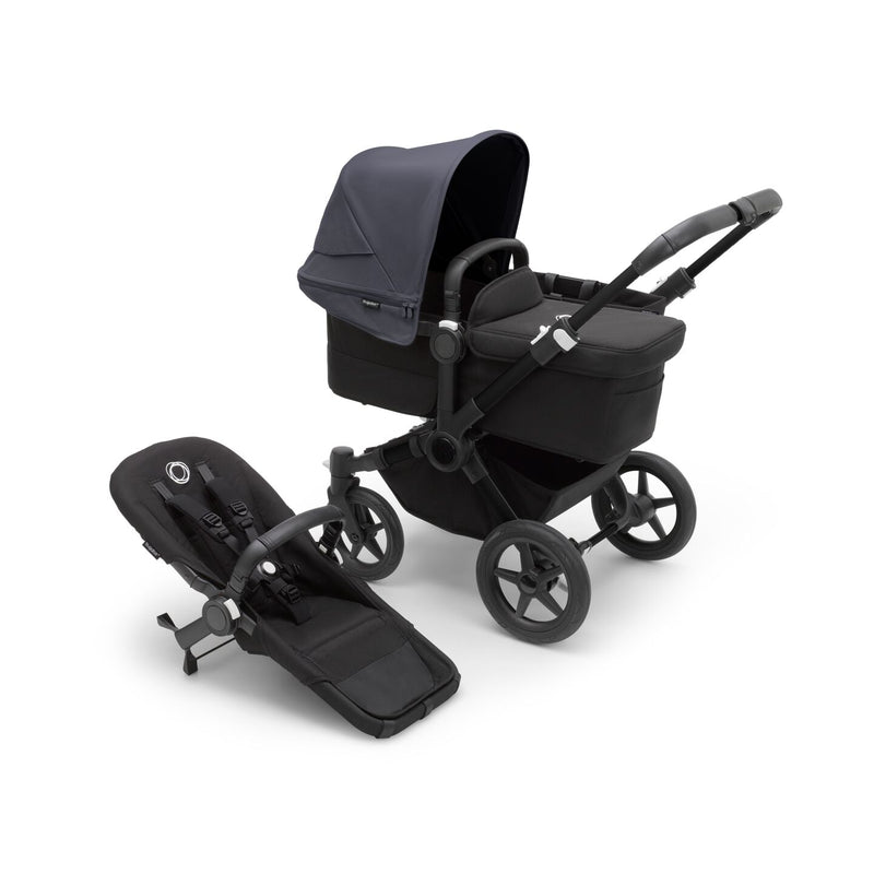 Donkey 5 Mono Bassinet & Seat Stroller - Chassis Black/ Seat Midnight Black/ Canopy Stormy Blue