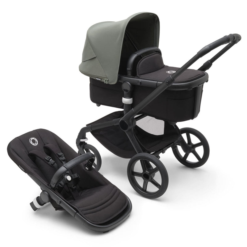 Fox 5 Bassinet & Seat Stroller - Black Chassis-Forest Green - Black