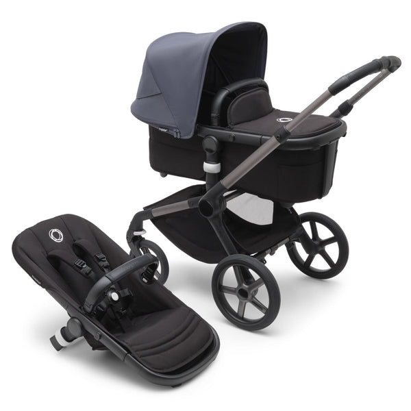 Fox 5 Bassinet & Seat Stroller - Graphite Chassis-Stormy Blue/Black