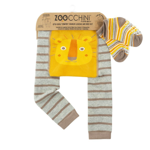 Zoocchini Grip+Easy Comfort Crawler Legging & Socks Set Lion