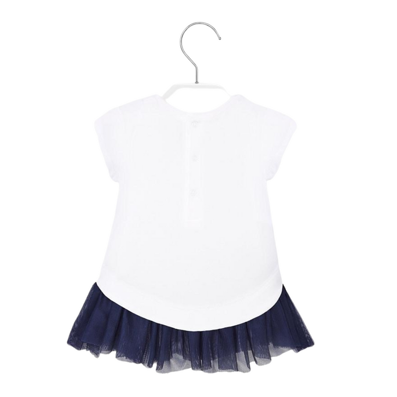 Knitted Dress With Tulle White Navy