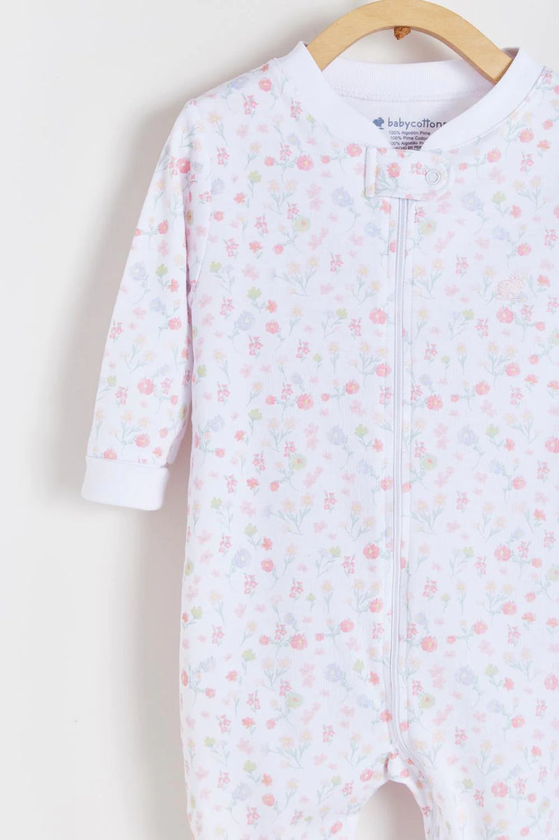 Rose Pima Cotton Zipper Footed Pajama - Pink
