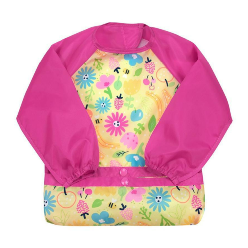 Snap & Go Easy Wear Long Sleeve Bib Pink Bee Floral