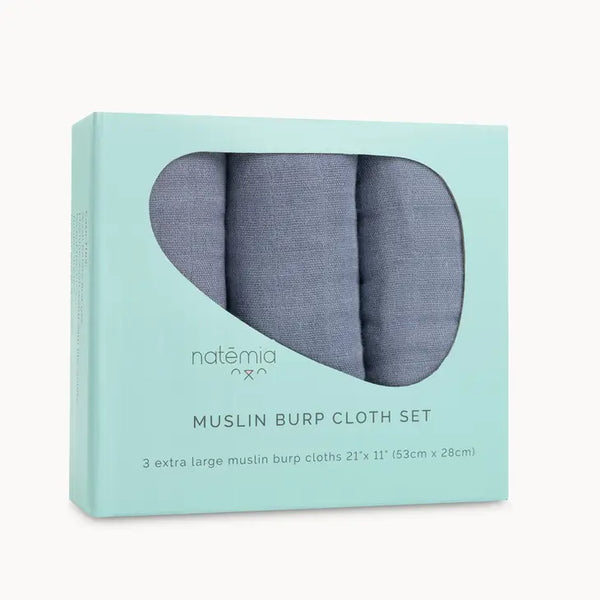 Ultra Soft Muslin Bamboo Burp Cloths Blue - 3 Pack