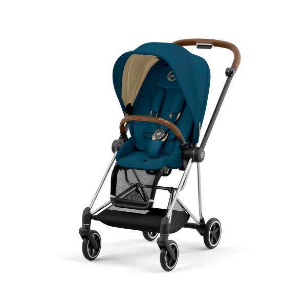Mios 3 Stroller - Chrome/Brown Frame and Mountain Blue Seat Pack
