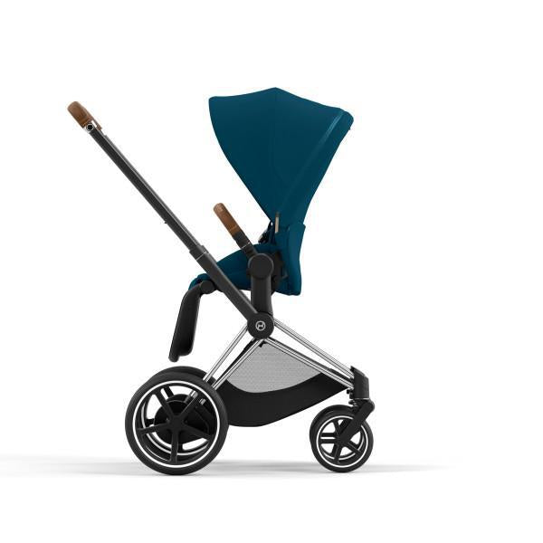 E-Priam 2 Stroller - Chrome/Brown Frame and Mountain Blue Seat Pack