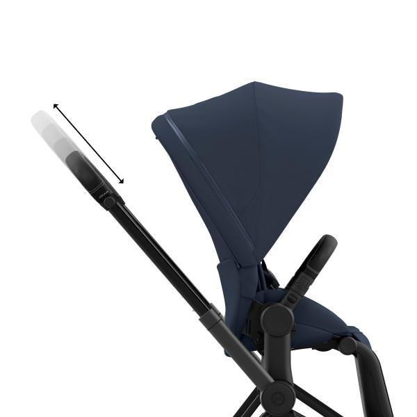 Priam 4 Stroller Matte Black Black Frame and Nautical Blue Seat Pack