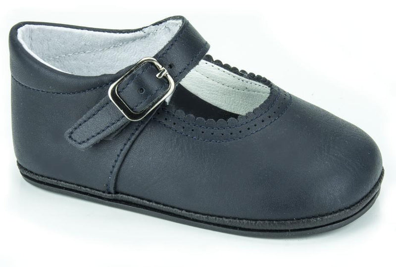 Patucos Soft Leather Mary Janes Navy Shoes for girls - Luna Baby Modern Store