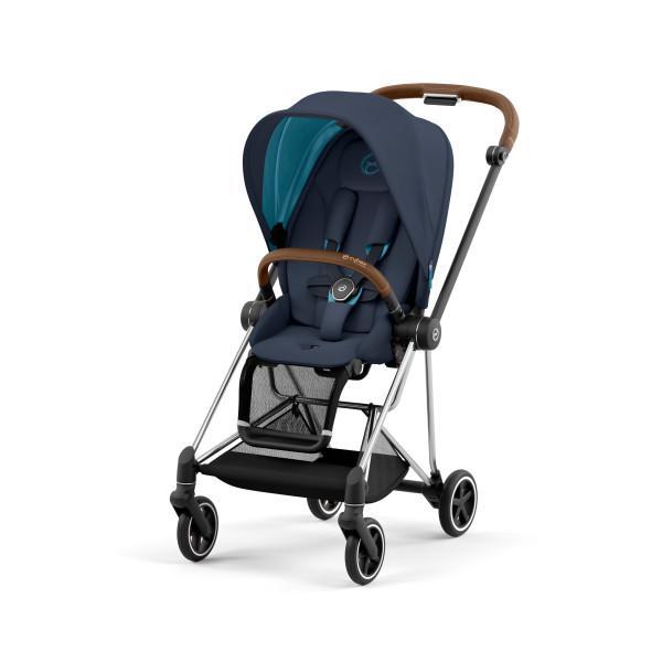 Mios 3 Stroller - Chrome/Brown Frame and Nautical Blue Seat Pack