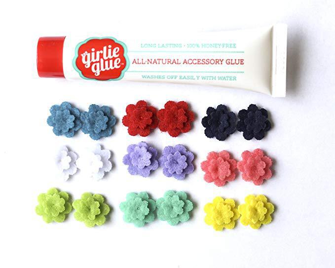Girlie Glue - felt flowers - pack of 9 - Luna Baby Modern Store