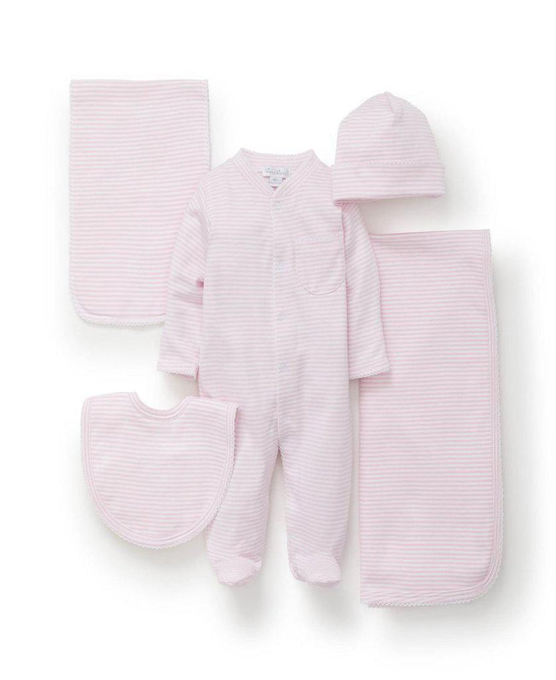 5PC Gift Set With Gift Box Pink Simple Stripes