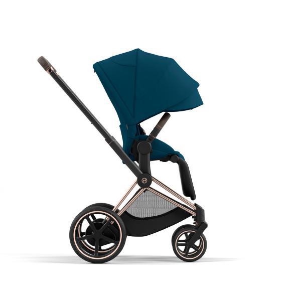 E-Priam 2 Stroller - Rose Gold/Brown Frame and Mountain Blue Seat Pack