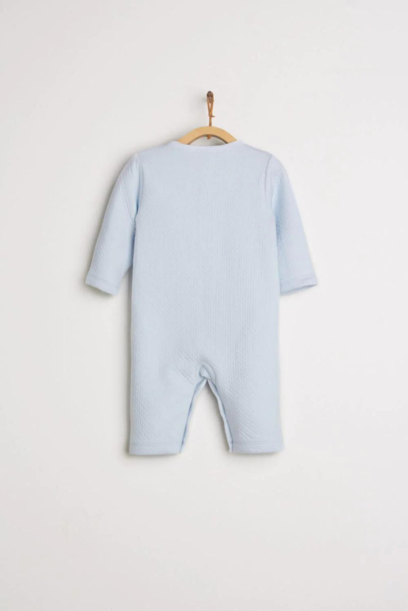 Shine Quilted Matelasse Coverall - Blue