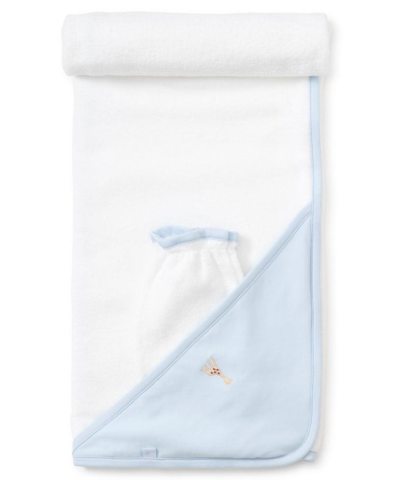 Sophie La Girafe Blue Hooded Towel & Mitt Set