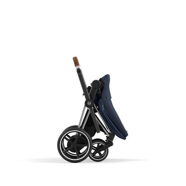 E-Priam 2 Stroller - Chrome/Brown Frame and Nautical Blue Seat Pack