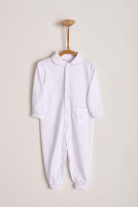 Logo Collar Coverall White/Pink