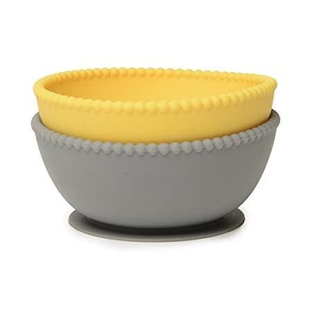 Silicone Suction Bowls Set Grey/Yellow