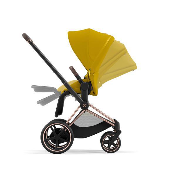 E-Priam 2 Stroller - Rose Gold/Brown Frame and Mustard Yellow Seat Pack